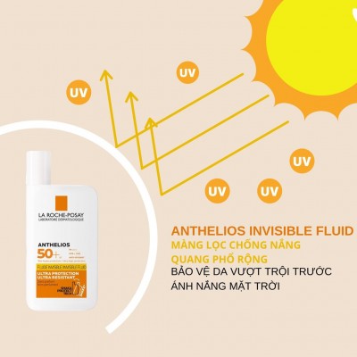 Kem Chống Nắng Dạng Sữa Lỏng Không Nhờn Rít La Roche-Posay Anthelios Invisible Fluid SPF50+ 50ml