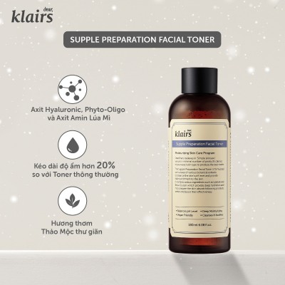 Nước hoa hồng Dear Klairs Supple Preparation Facial Toner 180ml
