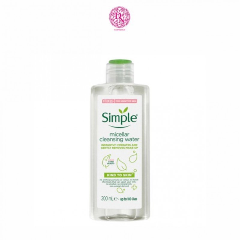 Nước tẩy trang dịu nhẹ dành cho da nhạy cảm Simple Micellar Cleansing Water 200ml